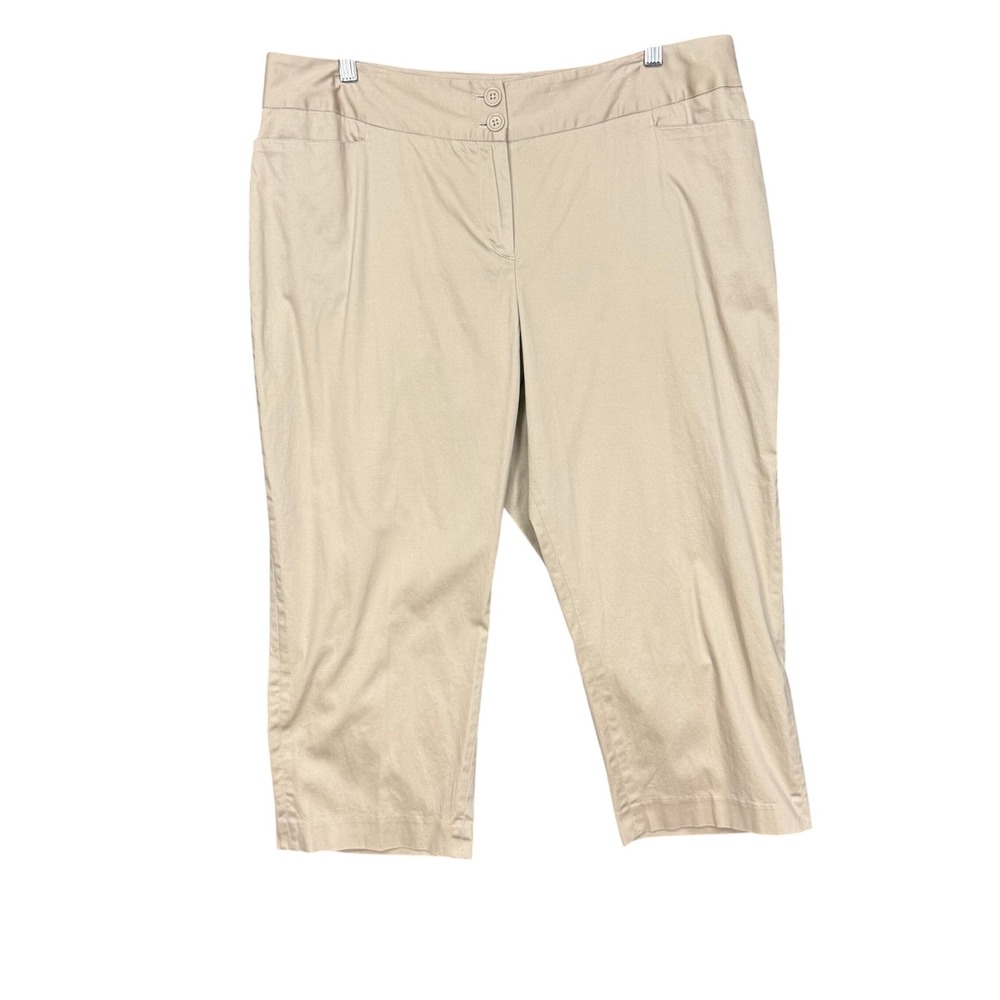 Lane Bryant Pants Womens 16 Tan Khaki Capri Cropped Trousers High Rise Stretch